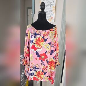 (J) ODDY Floral Blouse - Pink, Red, Yellow